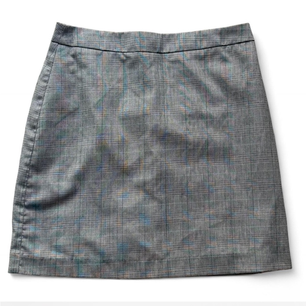 Line & Dot Gray Checkered Pencil Skirt